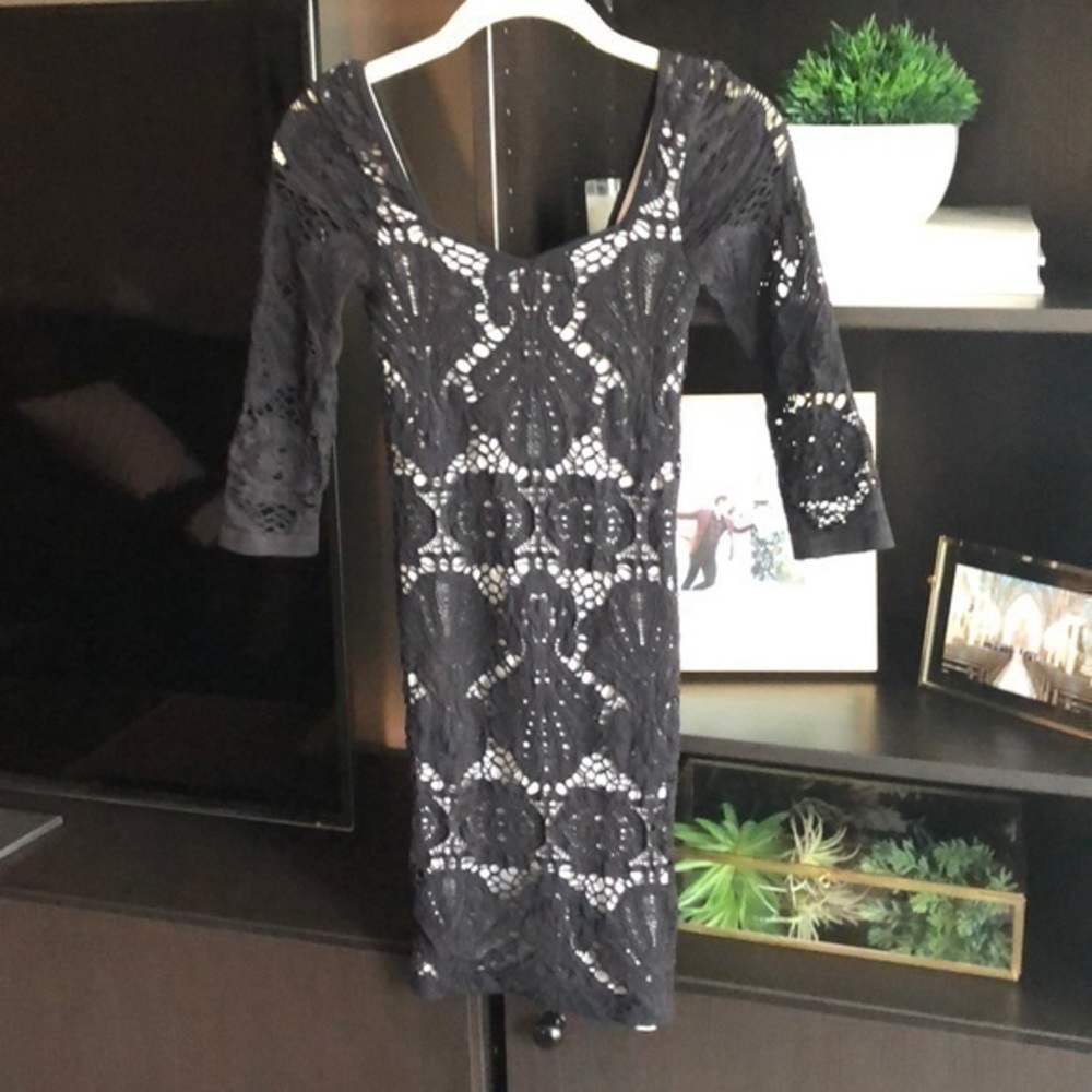 Free People Black and white body con dress xs/s